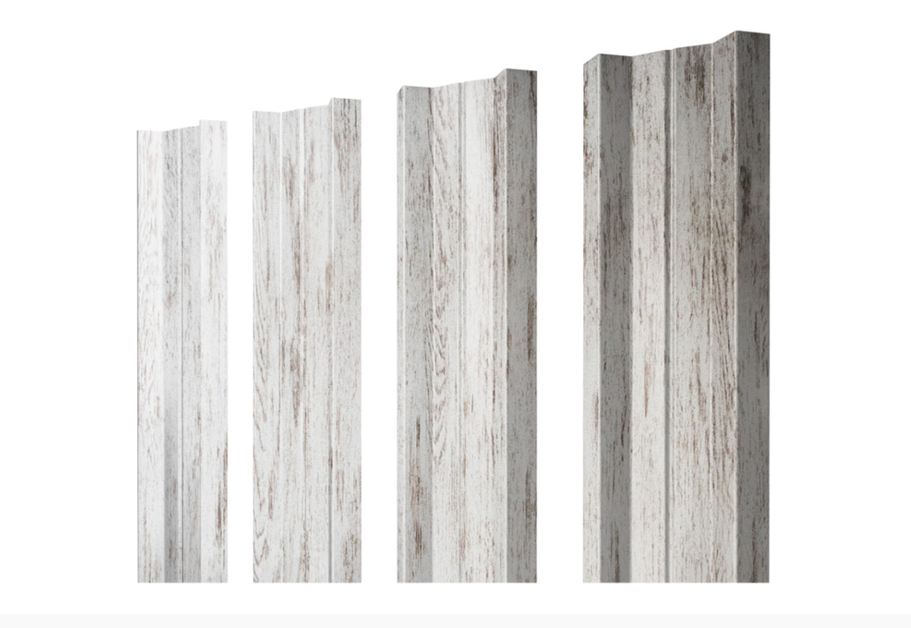 Штакетник М-образный А с прямым резом 0.45 Print Elite Snow Wood TwinColor
