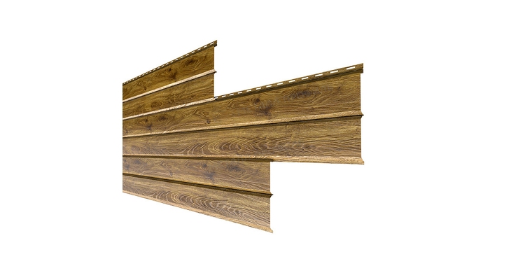 Сайдинг Металл Профиль Lбрус-XL-Н-14х335 (ECOSTEEL_T-12-Дуб-0.45)
