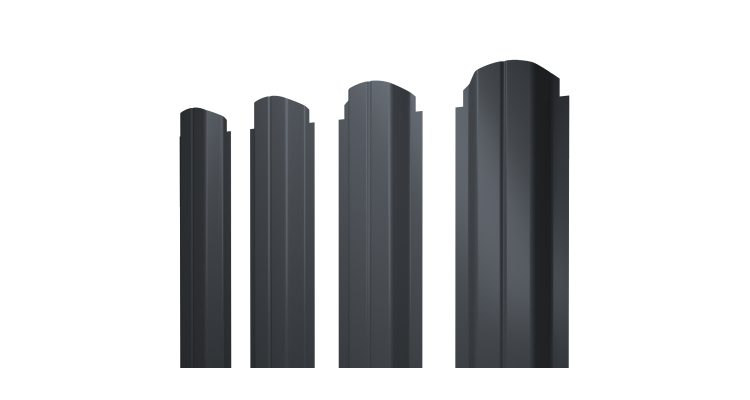 Штакетник П-образный А фигурный 0,45 PE RAL 7024 мокрый асфальт